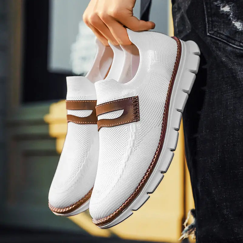 Bellkmart Slip On Mesh Breathable Sneakers - White - Bellkmart