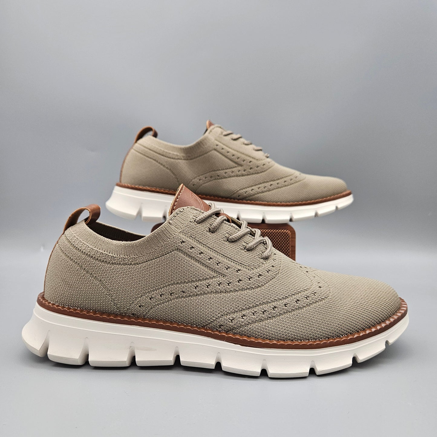 Bellkmart Autumn Comfy breathable Orthopedic Oxford Sneakers For Wide Feet - Khaki - Bellkmart