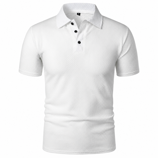 LuxeKnit™ Men’s Ice Silk Mesh Polo Shirt - White