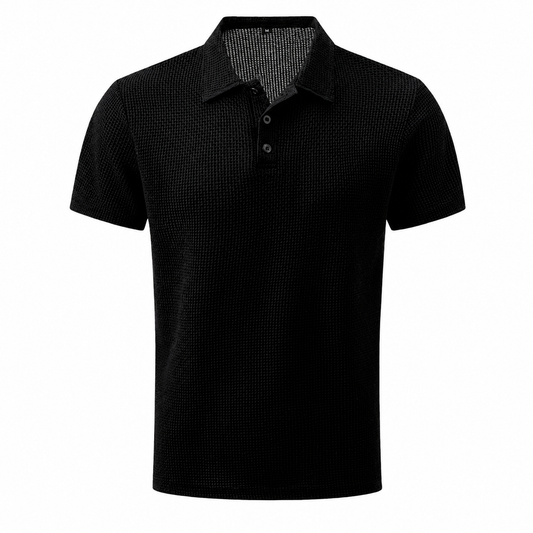 LuxeKnit™ Men’s Ice Silk Mesh Polo Shirt - Black