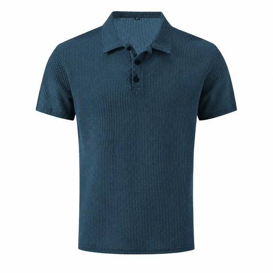LuxeKnit™ Men’s Ice Silk Mesh Polo Shirt - Blue