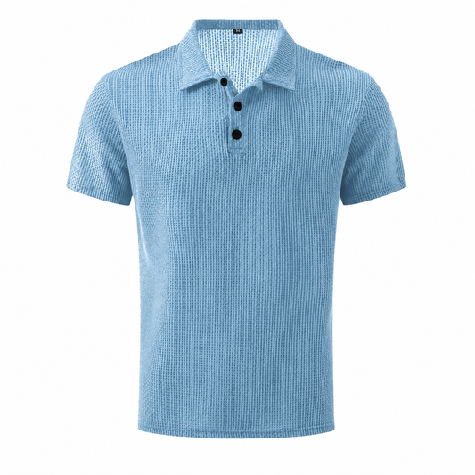 LuxeKnit™ Men’s Ice Silk Mesh Polo Shirt - Light Blue