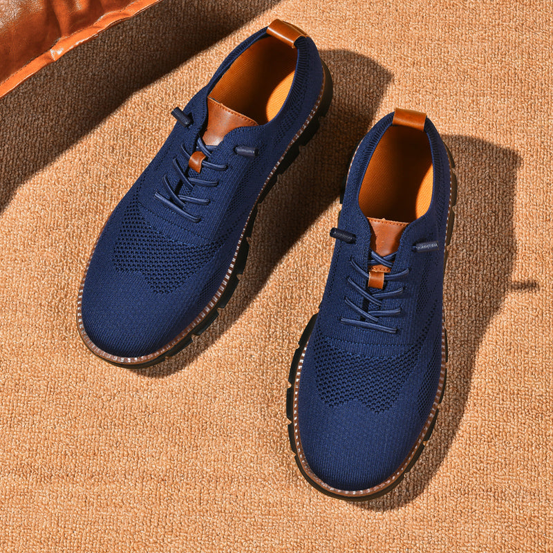 Black Sole Super Comfy breathable Orthopedic Mesh Sneakers For Wide Feet - Navy Blue - Bellkmart