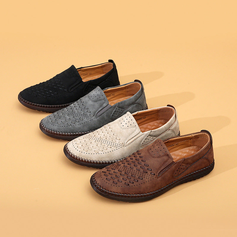 Handmade Casual Men's Breathable Casual Leather Shoes - Bellkmart