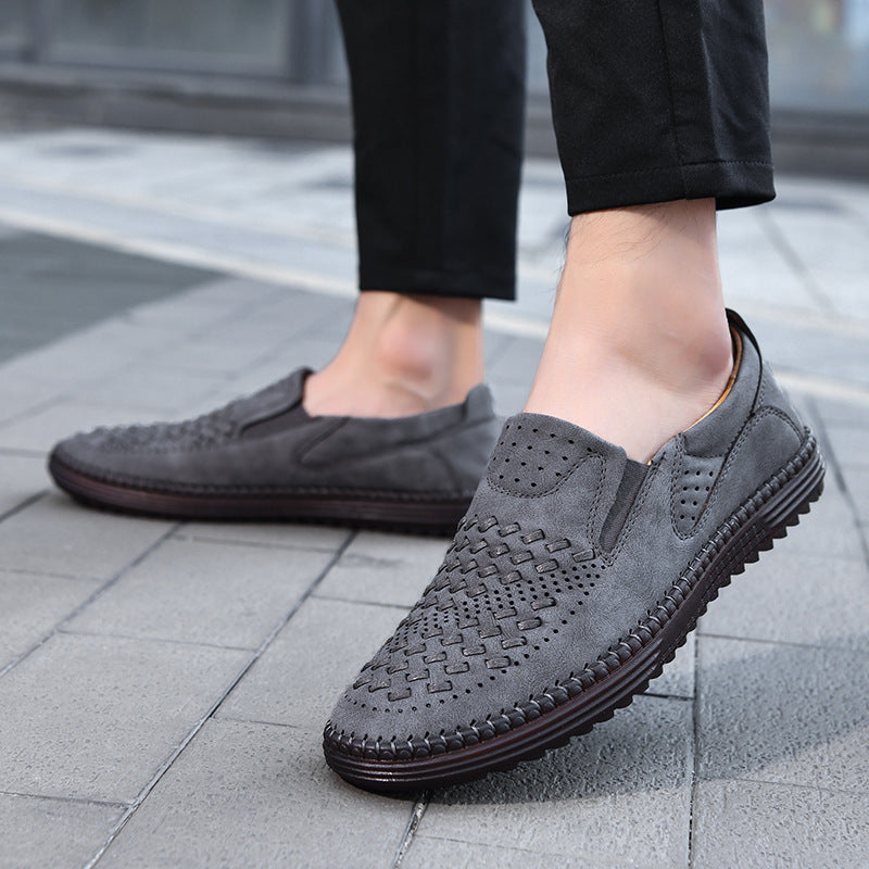 Handmade Casual Men's Breathable Casual Leather Shoes - Bellkmart