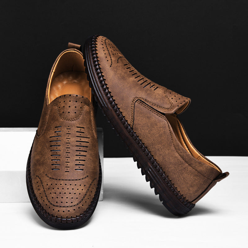 Men's Comfort Handmade Breathable Leather Casual Shoes - Bellkmart