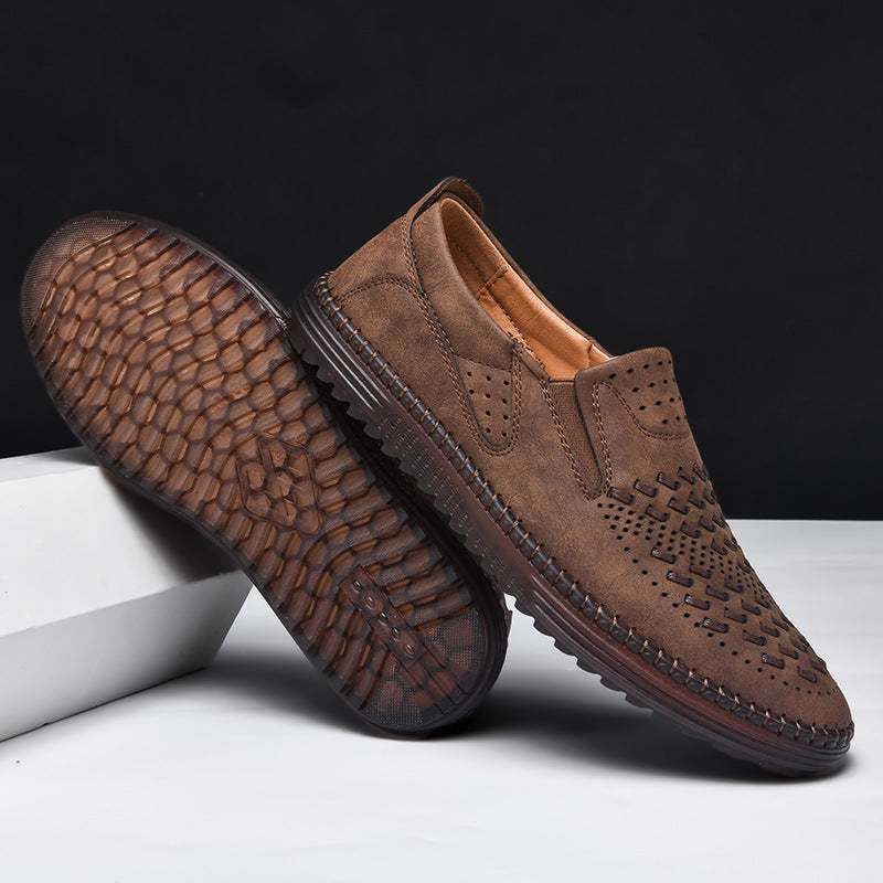 Handmade Casual Men's Breathable Casual Leather Shoes - Bellkmart