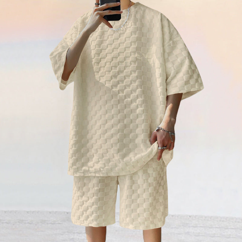 Men's Retro Plaid Two-Piece Loungewear Set - Bellkmart