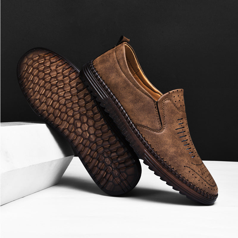 Men's Comfort Handmade Breathable Leather Casual Shoes - Bellkmart