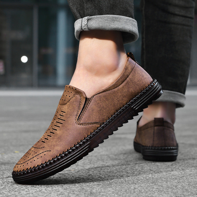Men's Comfort Handmade Breathable Leather Casual Shoes - Bellkmart