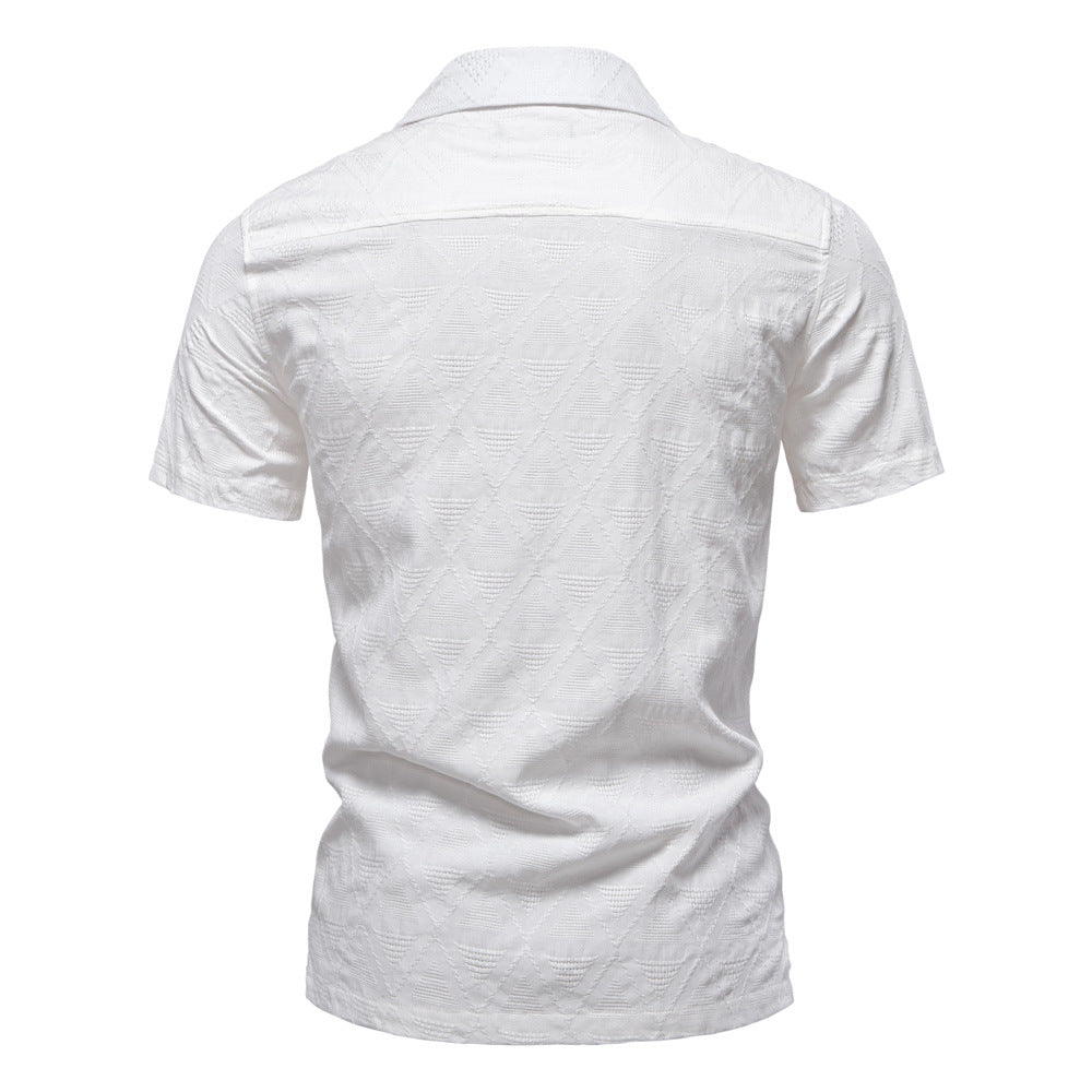 Men's Diamond-Patterned Short-Sleeve Button-Up Shirt - Bellkmart