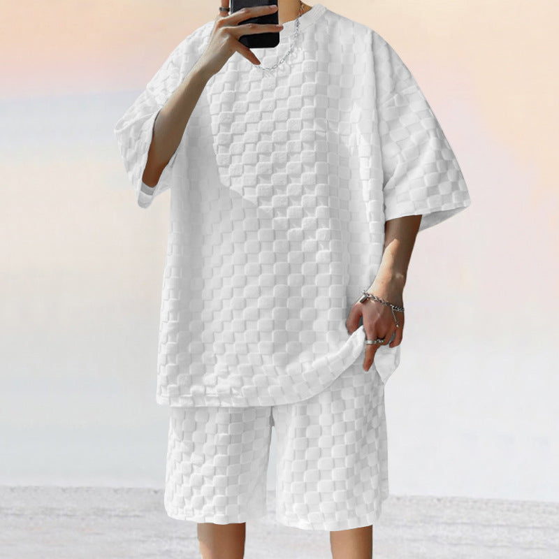 Men's Retro Plaid Two-Piece Loungewear Set - Bellkmart