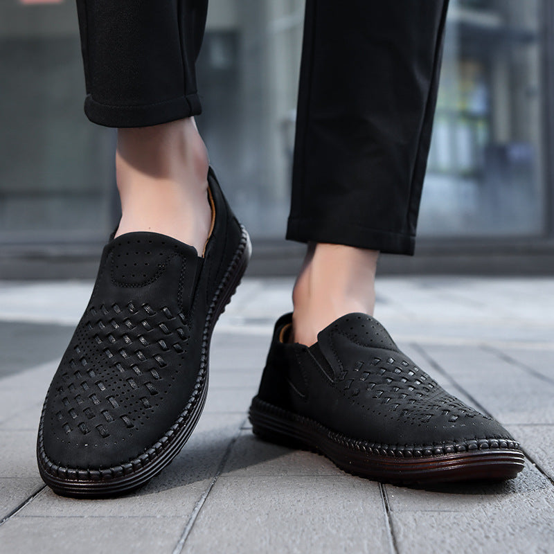 Handmade Casual Men's Breathable Casual Leather Shoes - Bellkmart