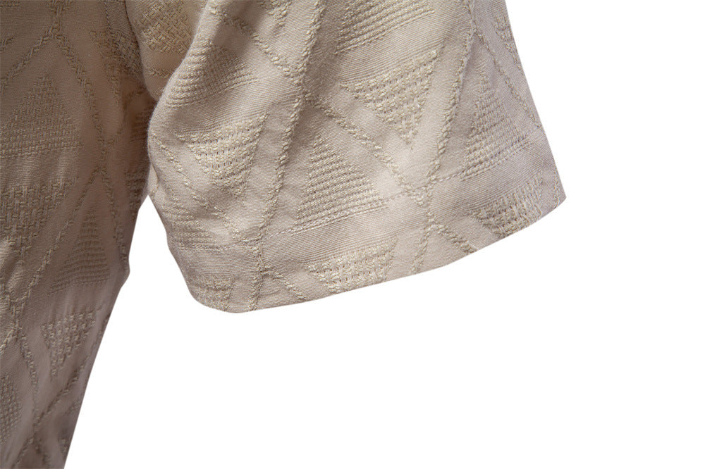 Men's Diamond-Patterned Short-Sleeve Button-Up Shirt - Bellkmart
