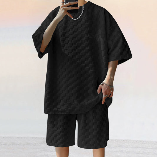 Men's Retro Plaid Two-Piece Loungewear Set - Bellkmart