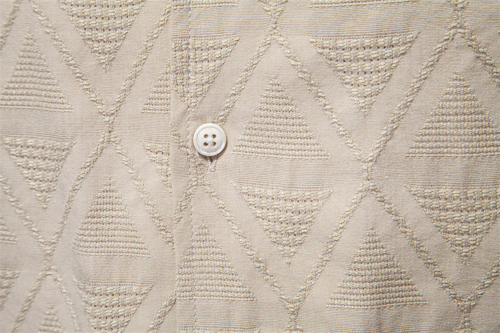 Men's Diamond-Patterned Short-Sleeve Button-Up Shirt - Bellkmart