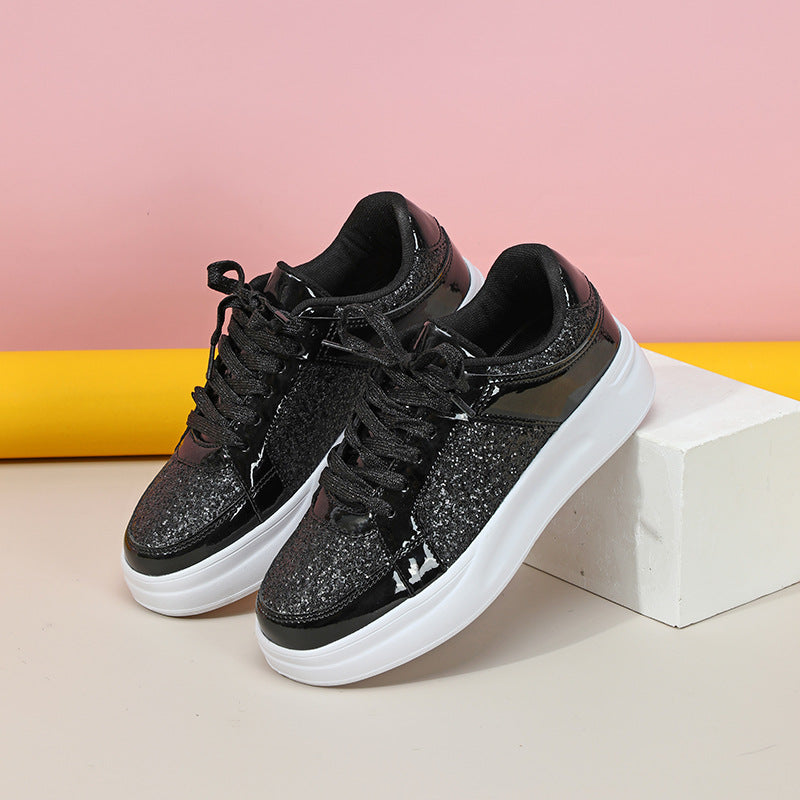 Thick-Soled Sequined Trendy Shoes - Bellkmart