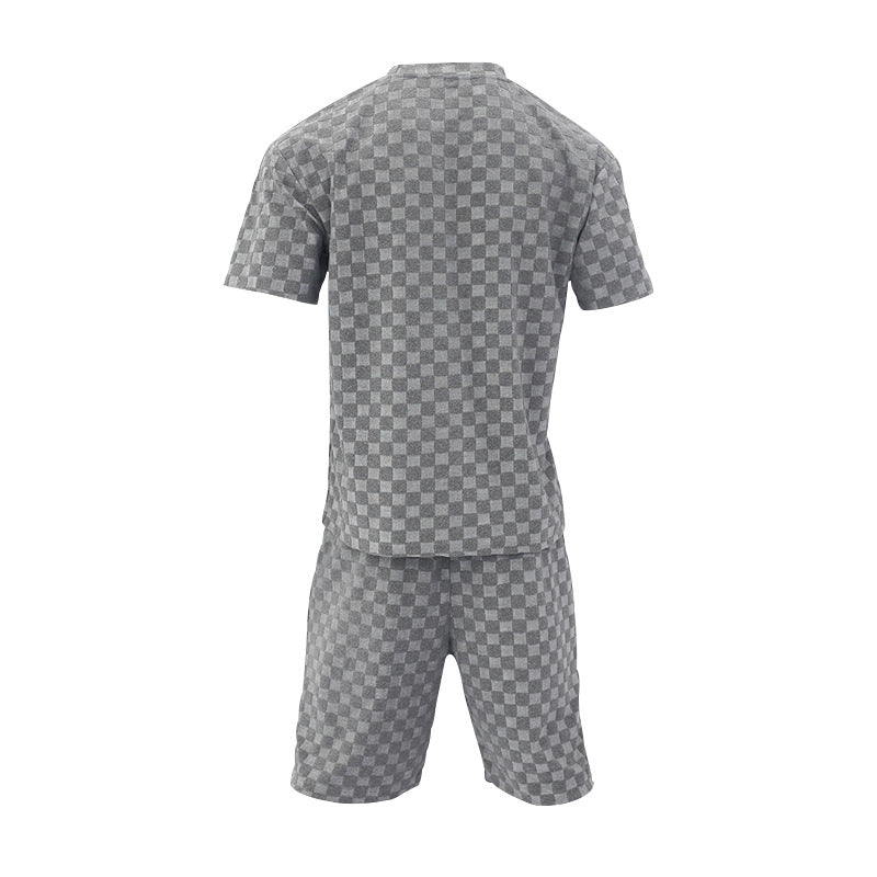 Men's Retro Plaid Two-Piece Loungewear Set - Bellkmart