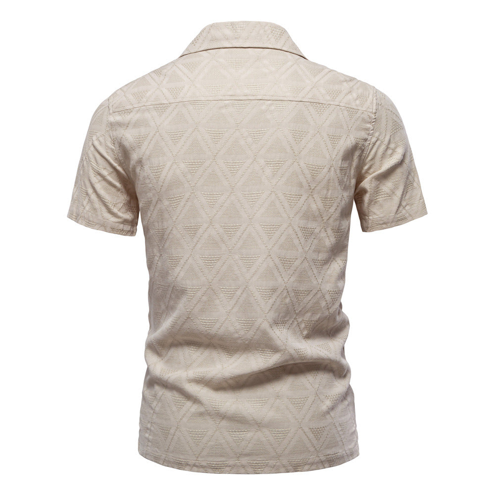 Men's Diamond-Patterned Short-Sleeve Button-Up Shirt - Bellkmart