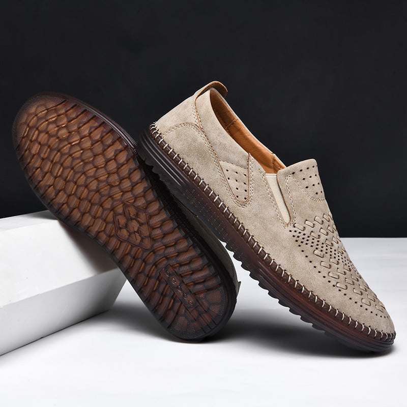 Handmade Casual Men's Breathable Casual Leather Shoes - Bellkmart