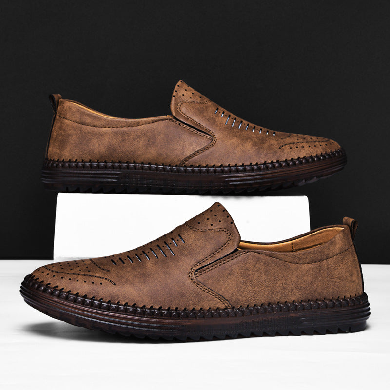 Men's Comfort Handmade Breathable Leather Casual Shoes - Bellkmart