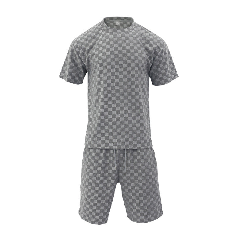 Men's Retro Plaid Two-Piece Loungewear Set - Bellkmart