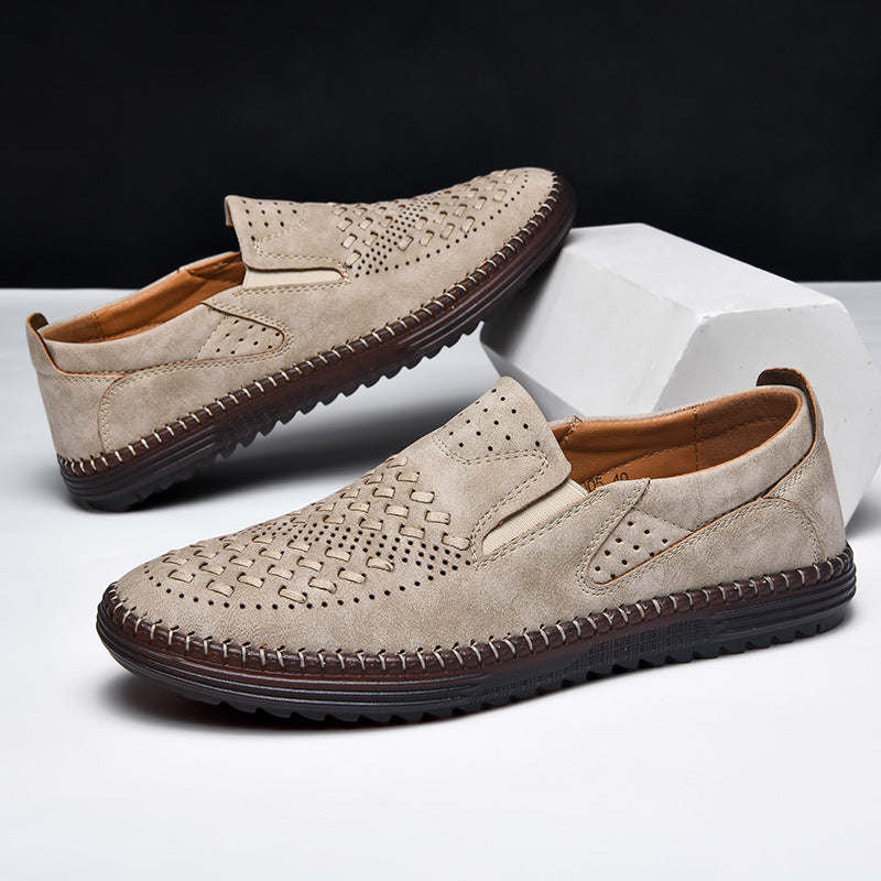 Handmade Casual Men's Breathable Casual Leather Shoes - Bellkmart