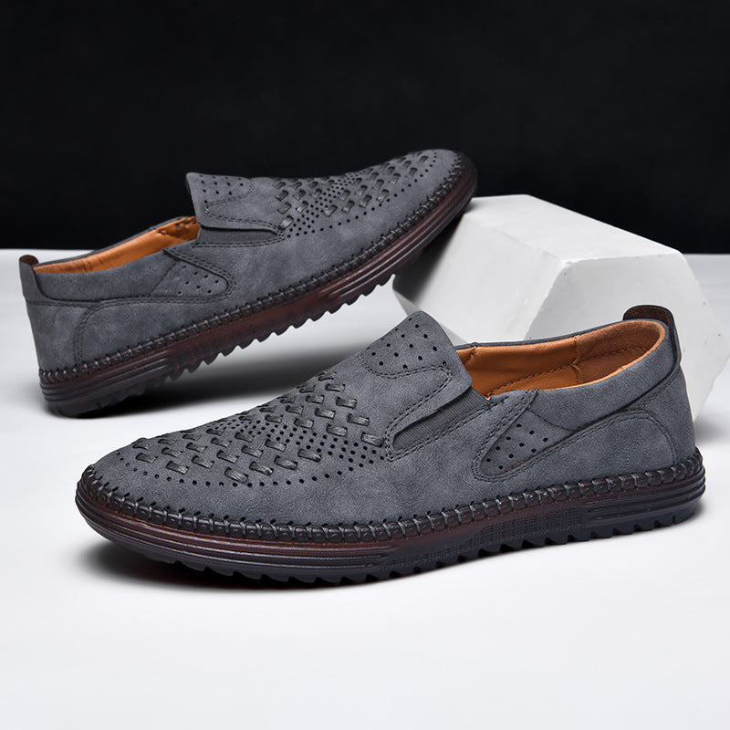Handmade Casual Men's Breathable Casual Leather Shoes - Bellkmart