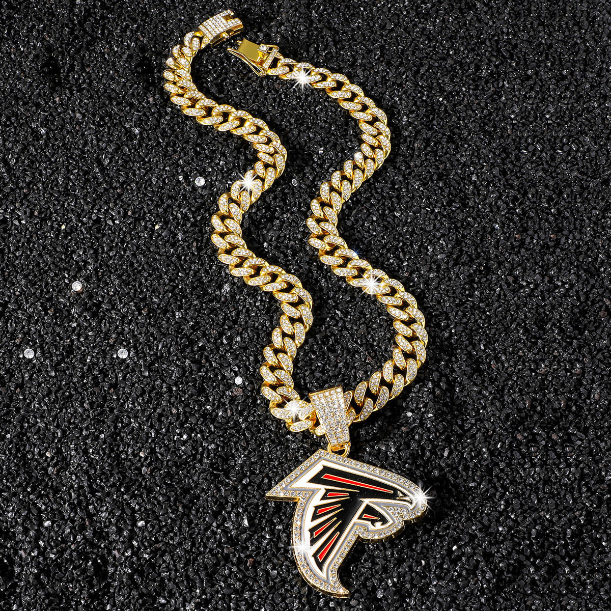 Atlanta Falcons gold-tone rhinestone necklace