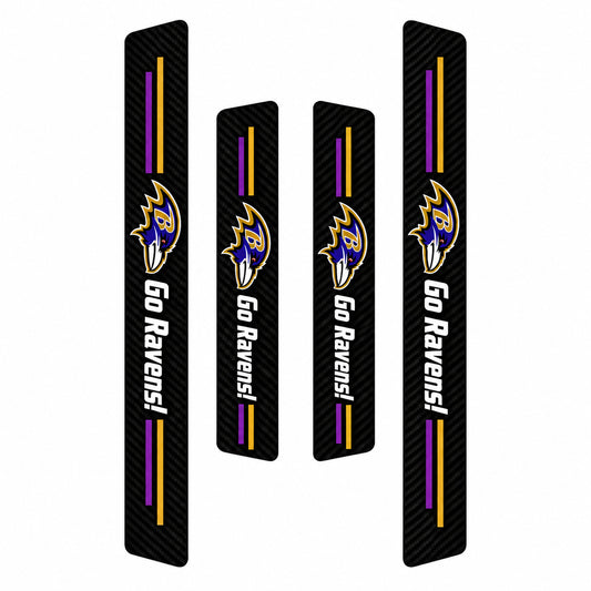 Baltimore Ravens car door sill protector strips — four-piece product layout