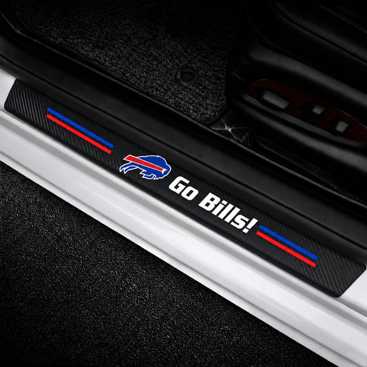 Buffalo Bills car door sill protector strips — vehicle installation view