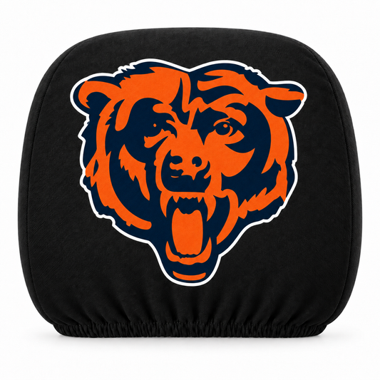 Chicago Bears car headrest cover, Style 1 logo design, white background