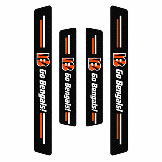 Cincinnati Bengals car door sill protector strips — four-piece product layout