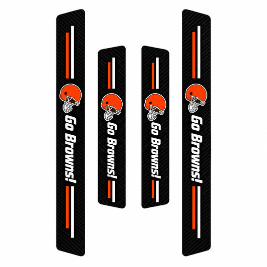 Cleveland Browns car door sill protector strips — four-piece product layout