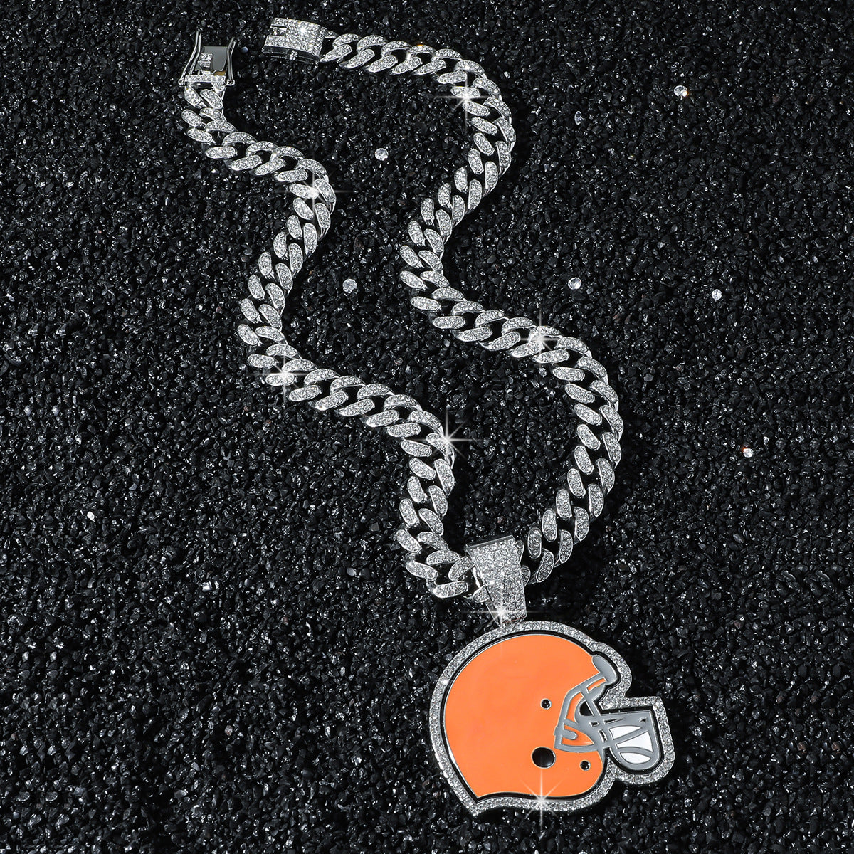 Cleveland Browns silver-tone rhinestone necklace