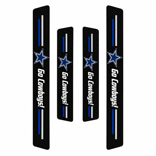 Dallas Cowboys car door sill protector strips — four-piece product layout