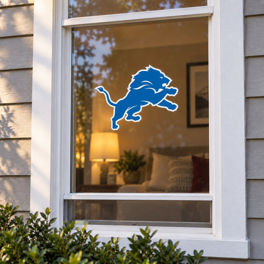 Detroit Lions decorative sticker displayed on a home window