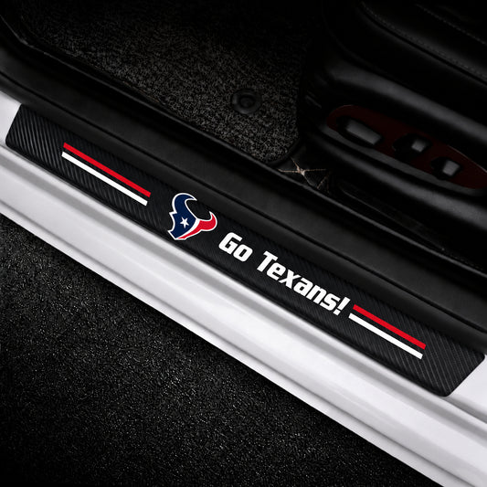Houston Texans car door sill protector strips — vehicle installation view