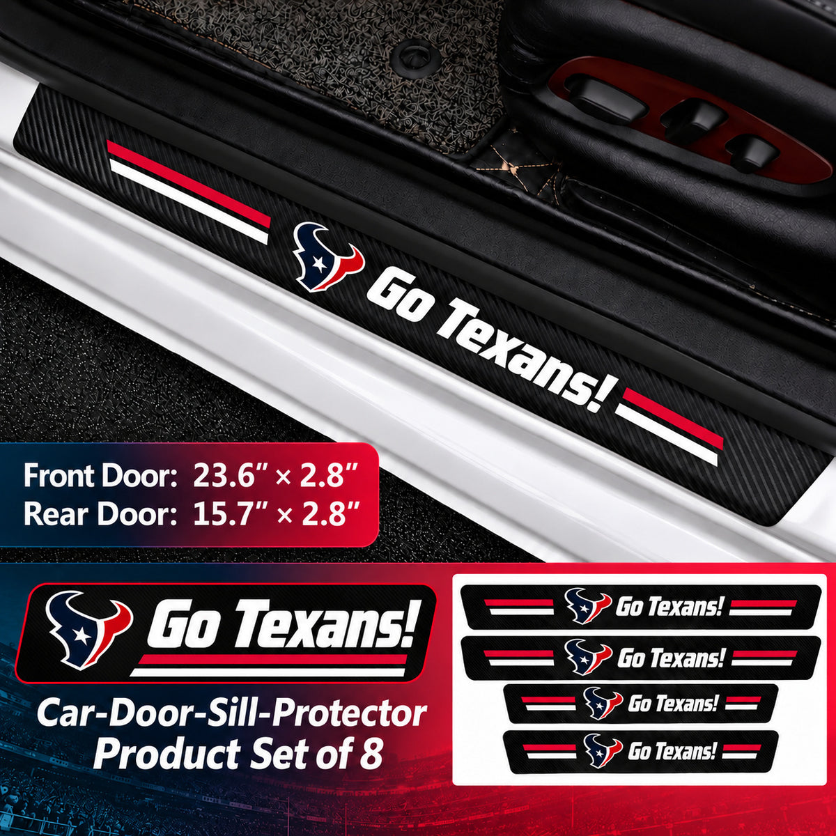 Houston Texans car door sill protector strips — 2 sets of 8 pieces
