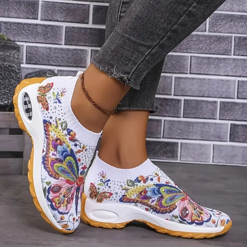 Women's Floral Print Slip-On Sneakers - Bellkmart