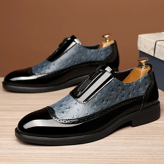 Men's Fashionable Gradient Loafers with Zipper Closure - Bellkmart