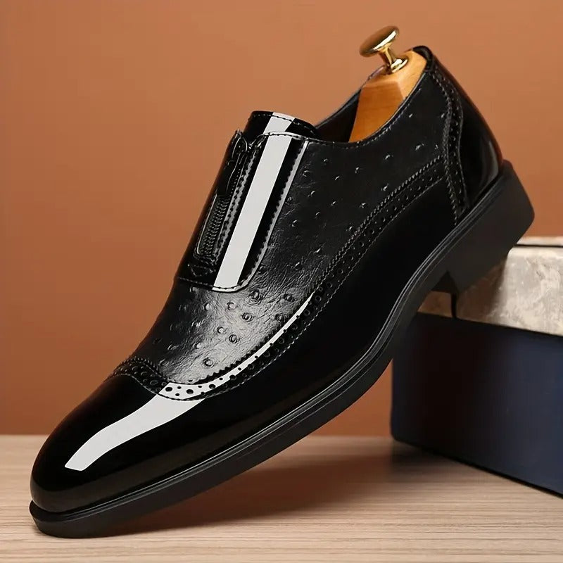 Men's Fashionable Gradient Loafers with Zipper Closure - Bellkmart