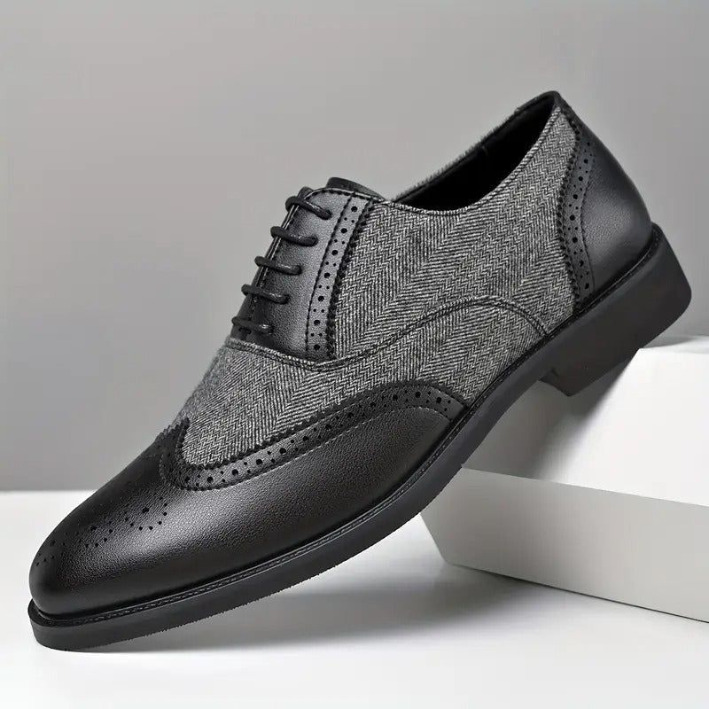 Men's Lace-Up Brogue Oxfords Business Dress Shoes