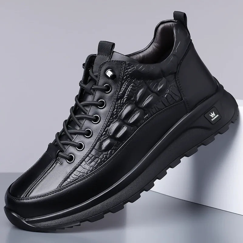 Men's Slip-On Crocodile Leather Sneakers - Bellkmart