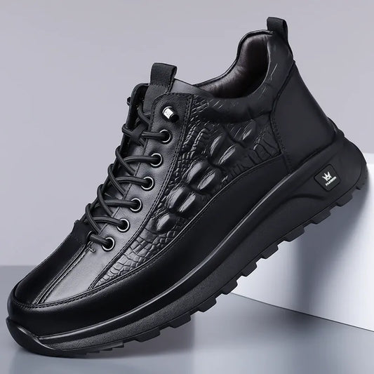 Men's Slip-On Crocodile Leather Sneakers - Bellkmart