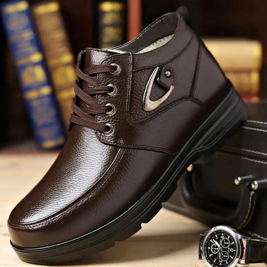 Men'S Solid Color Fleece Lined Ankle Boots - Bellkmart