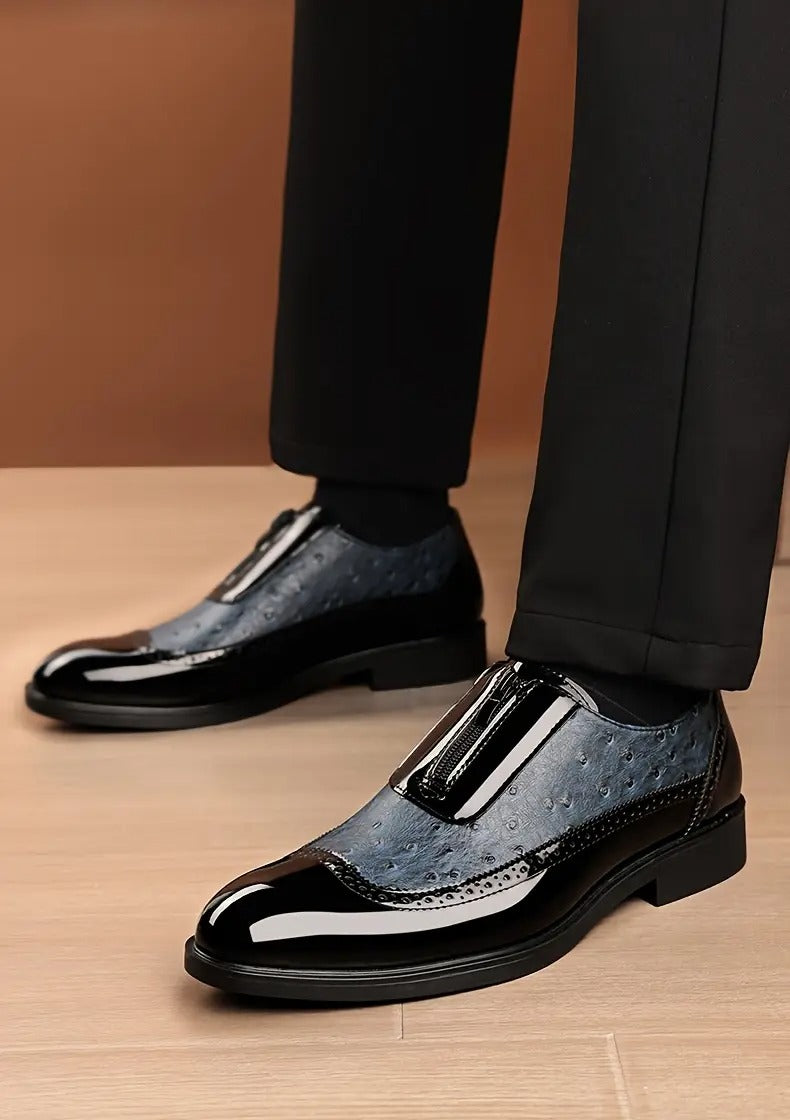 Men's Fashionable Gradient Loafers with Zipper Closure - Bellkmart