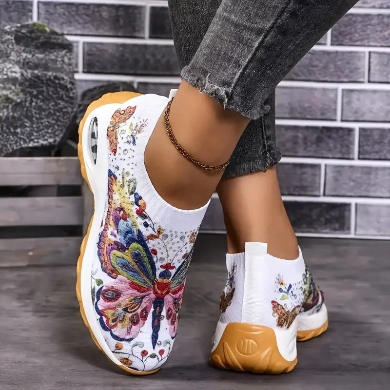 Women's Floral Print Slip-On Sneakers - Bellkmart