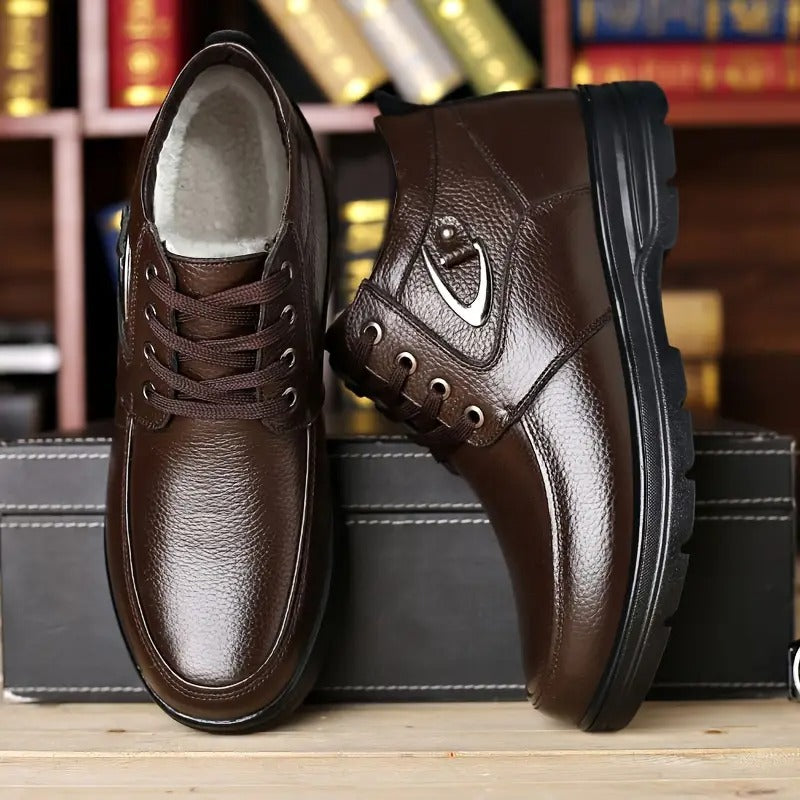 Men'S Solid Color Fleece Lined Ankle Boots - Bellkmart
