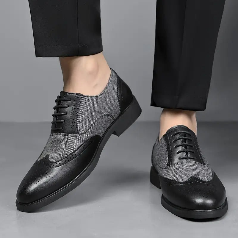 Men's Lace-Up Brogue Oxfords Business Dress Shoes